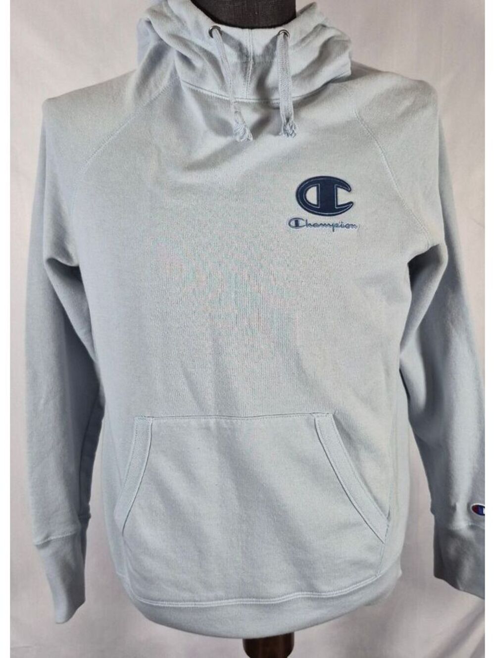 Champion Medium Light Blue Big Logo Pullover Hoodie Y2K Streetwear